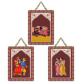 Artvibes Rajasthani Art Home Decorative MDF Wooden Wall Art for Home | Modern Decoration Items | Living Room | Bedroom | Office | Art Print | Aesthetic Wooden Decor | Ideal Gifts (WH_96148N), Set of 3