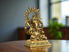 KridayKraft Metal Ganesha Idols ganpati Decoration Setup for Home Statue, 15 cm Height, 9.5 cm Width, 330 gm, Religious Hindu Idol
