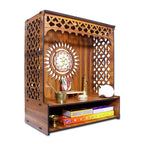 Heartily® Aastha Beautiful Wooden Pooja Mandir for Home or Puja Temple Stand for Office and Shops with Led spot Light (H- 18, L- 16, W-8.75 Inch)