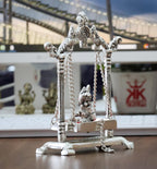 KridayKraft Laddu Gopal on Jhulla Palana Metal Statue Gold Plated Metal Krishna Murti Showpiece Religious Figurines Gift Article for Home and Office Table and Car Dashboard Decor