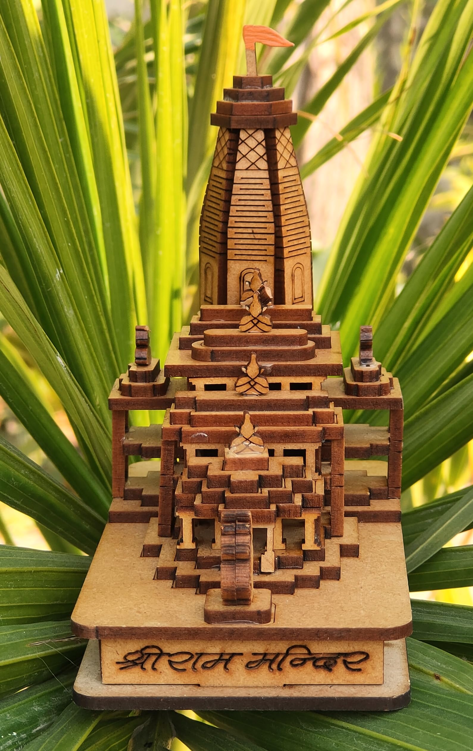 A & S Ventures Shri Ram Mandir Ayodhya Mandir for Home (Small) - Ideal for Home Decor, Temple and Best Gift, Brown