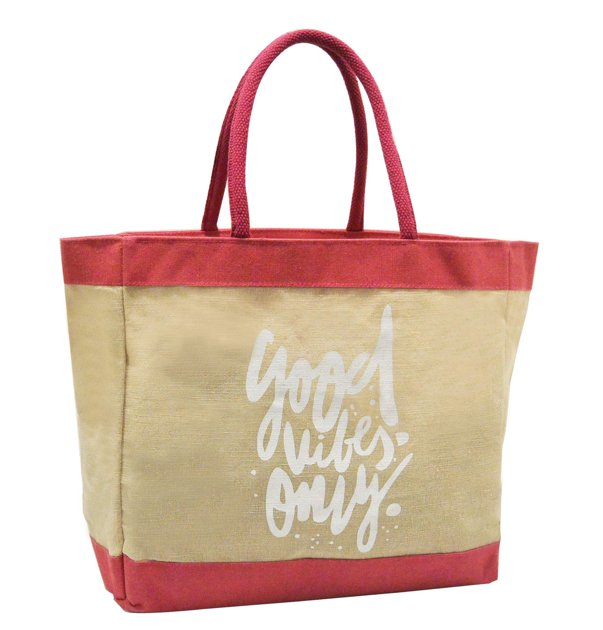Earthbags Reusable and eco-Friendly Bag Made of Jute and Cotton Typography Printed Carrybag with Strong Cotton Padded Handles (15x19x6 Inch)