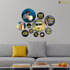 Artvibes Keep Calm And Carry On Quotes Decorative Round Shape MDF Wooden Wall Hanging | Quotes Decor Item | Wall Illustrations | Office Decor | Mdf Wall Decoration | Gift Items (WPS_133N), Set of 11