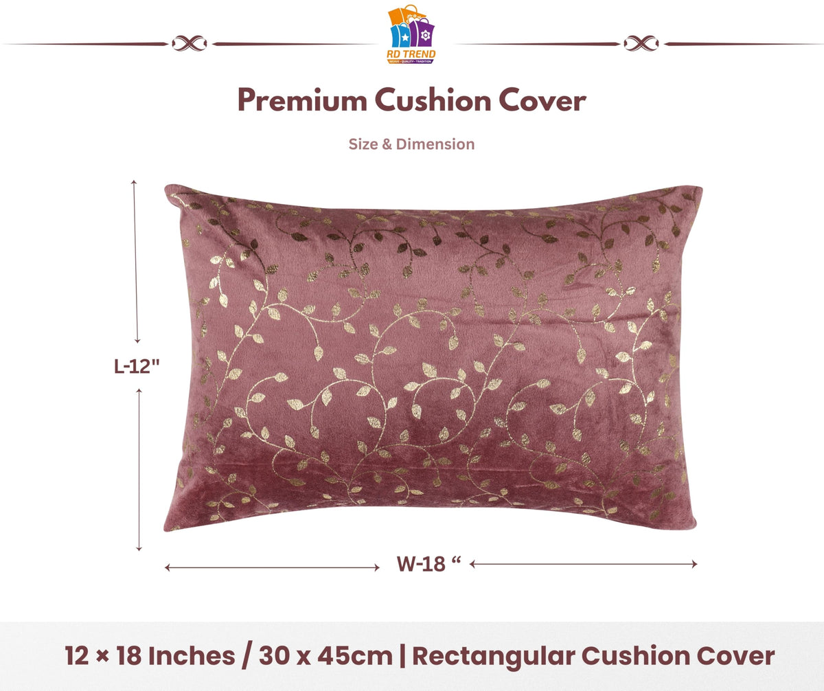 RD TREND® Velvet Rectangular 12x18 Inches Cushion Covers Set of 2 | Throw Pillow Covers for Sofa, Bed & Living Room | Perfect for Home Décor Dusty Rose