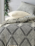 SASHAA WORLD Unique Geometric Throw Bedcover | Throw Bedspreads, Perfect for Lounging, Cotton Bedsheet | Black/Grey Bedcover | 80 x 60 inch Kafalo