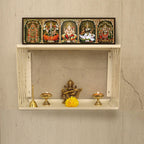 Spillbox Metal Pooja Home Temple|White Metal Shelf |Wall Mountable|Easy Screw Assembly|Home Temple for Puja Room |Pooja Stand | Mandir- Ganesh White
