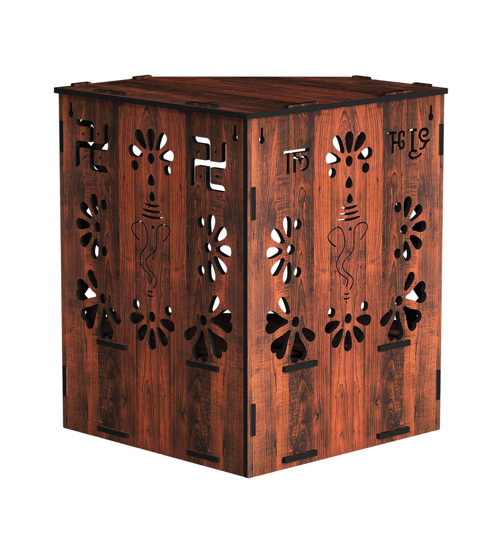 RANDOM Wall Mounted Mandir/Temple, Wooden Pooja Stand for Home, Wall Hanging Temple for Home, Office (12.5 x 12.5 x 16)