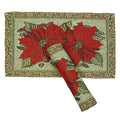 PRAKARTIK BY INDUARTS Red Floral Christmas Eco-Friendly Cotton with Lurex Dining Rectangular Table mats - Reusable, Machine Washable, Everyday Use Red Placemats, Set of 4 (33x47 cm) Kafalo