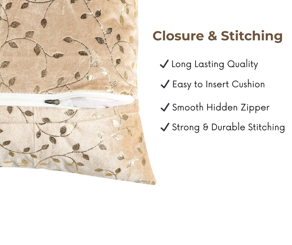RD TREND® Premium Velvet Cushion Covers Set of 5 | Soft Decorative Throw Pillow Covers for Sofa, Bed & Living Room | Cushion Cover 18 inch x 18 inch (45x45 cm) Cream Caramel