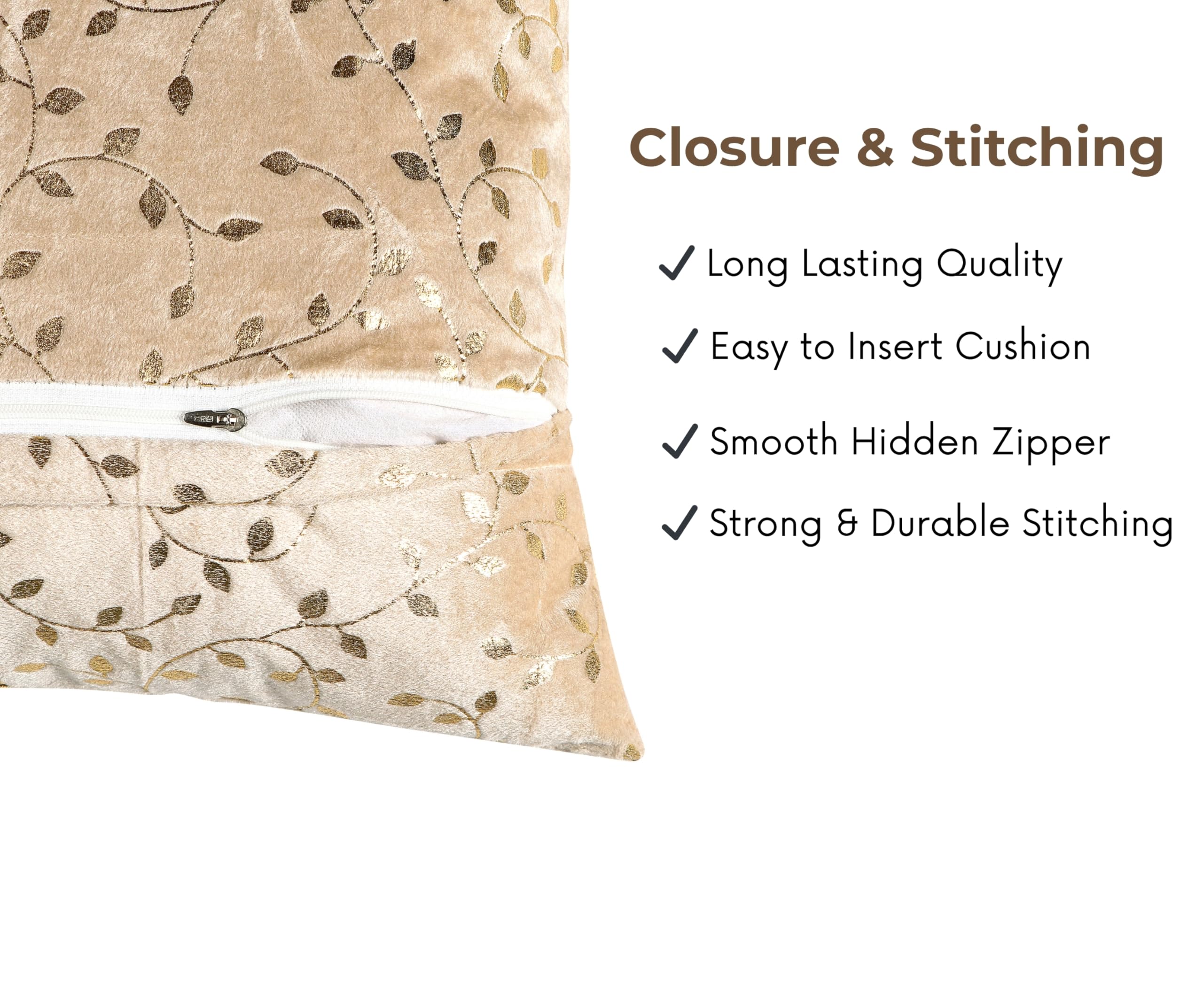 RD TREND® Premium Velvet Cushion Covers Set of 2 | Soft Decorative Throw Pillowcases for Sofa, Bed & Living Room | Cushion Cover 24 inch x 24 inch (60x60 cm) Cream Caramel