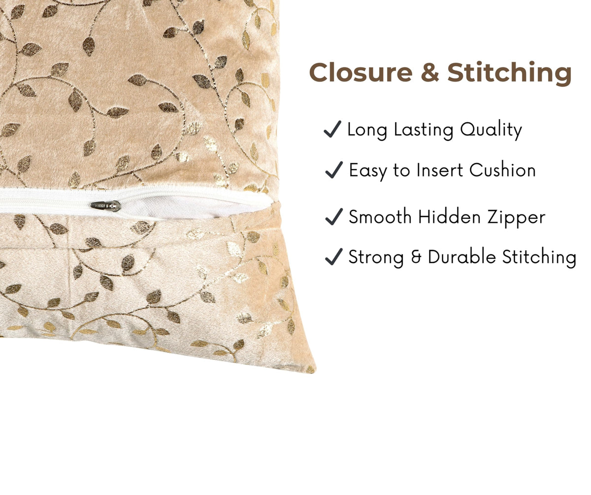 RD TREND® Premium Velvet Cushion Covers Set of 2 | Soft Decorative Throw Pillowcases for Sofa, Bed & Living Room | Cushion Cover 16 inch x 16 inch (40x40 cm) Cream Caramel