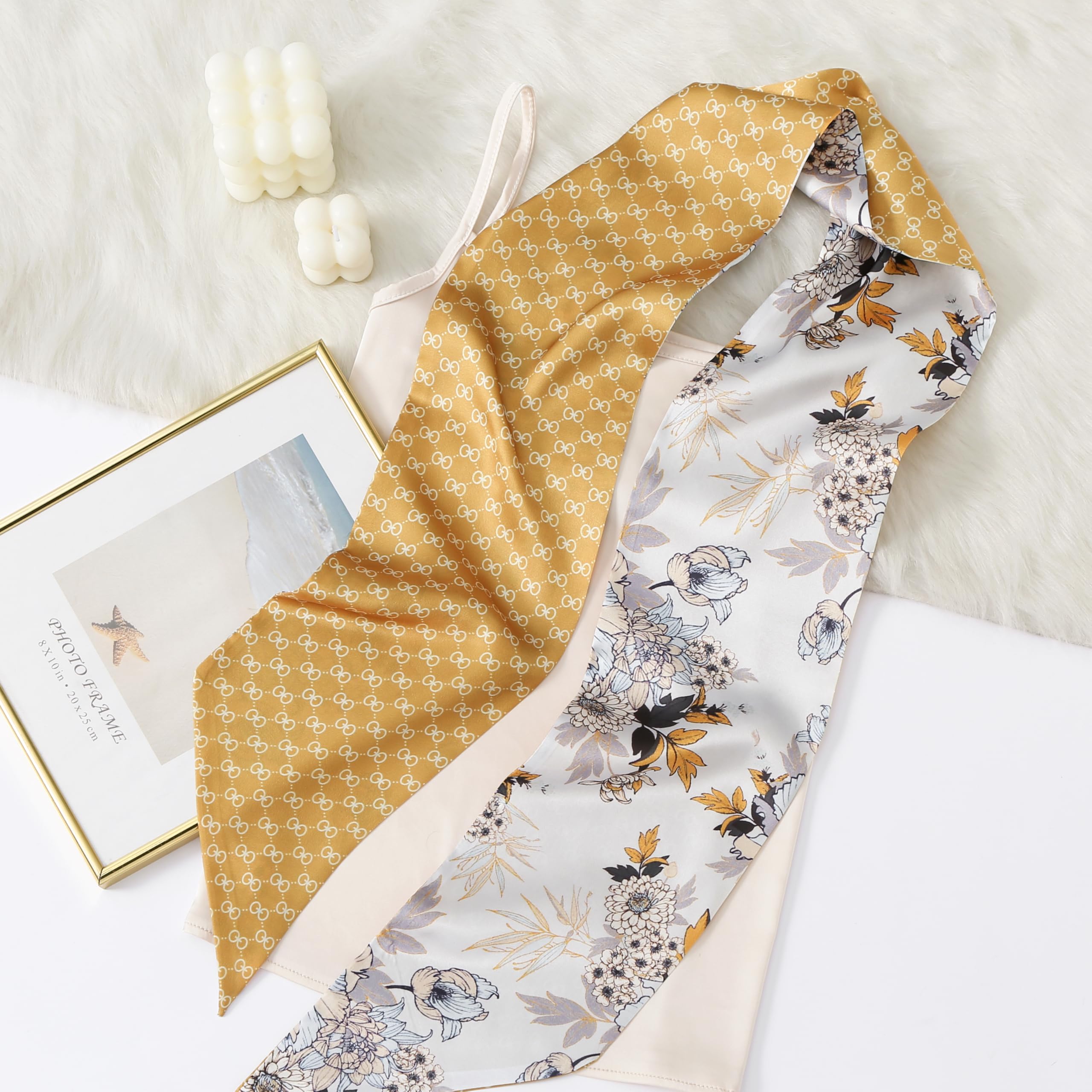 CorssKulture Lightweight Satin Ribbon Scarf for Women's 150 x 15 cm | Silky Soft Scarf Perfect for Gifting (Colour11)
