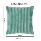 Yellow Weaves Pencil-Stripe Fur Cushion Covers | Soft Polyester | Decorative Sofa & Throw Pillow Covers | 16x16 Inches, Pack of 5 (Sea Green)