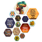 Artvibes Radiate Positive Vibes Hexagon Shape MDF Wooden Wall Decor Items | Quotes Decor Item | Wall Illustrations | Office Decoration Item | Wall Art Print | Inspirational quotes(WPS_207N), Set of 13