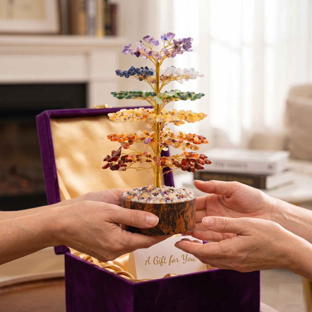 7 Chakra Crystal Tree with 300 Beads for Home Decor & Healing, Handmade Gemstone Bonsai Tree for Positive Energy, Chakra Balancing & Spiritual Gift, Tree for Good Luck (300 Beads)