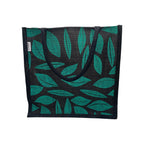 JUTEKA Printed Lunch, Office, Grocery, Picnic, Tote, Tiffin, Shopping, Jute Bag with Padded Cotton Handles (Black and Green)
