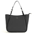 EXOTIC Formal Laptop Handbag for Women, Herringbone Pattern, Leather Trim, Tote Style with Adjustable Shoulder Strap (Black)