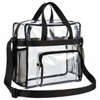 Clear Bag Stadium Approved, Transparent Tote Bag and Gym Clear Bag, See Through Tote Bag for Work, Sports Games and Concerts-12 x12 x6 (Black)
