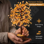 Axilla Natural Citrine Crystal Tree with Wooden Base | Merchant Stone of Abundance & Financial Growth | Feng Shui Good Luck Tree Showpiece for Office Desk, Shop Counter & Living Room