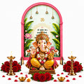 Ganpati Decoration Setup for Home, 1 Piece Freestanding Ganesh Festival Backdrop for Idol, Easy DIY Pooja Mandap Decor, Suitable for up to 12 Inches Ganpati Backdrop Stand & Home Temple