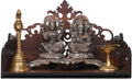 GOJEEVA KRAFT Engineered Wood Hand Crafted Carved Pattern Home Temple for Idols Temple for Home and Office I Premium Om Engraved | Set Top Box Stand I Wooden Mandir (Pack of 1) (Medium)