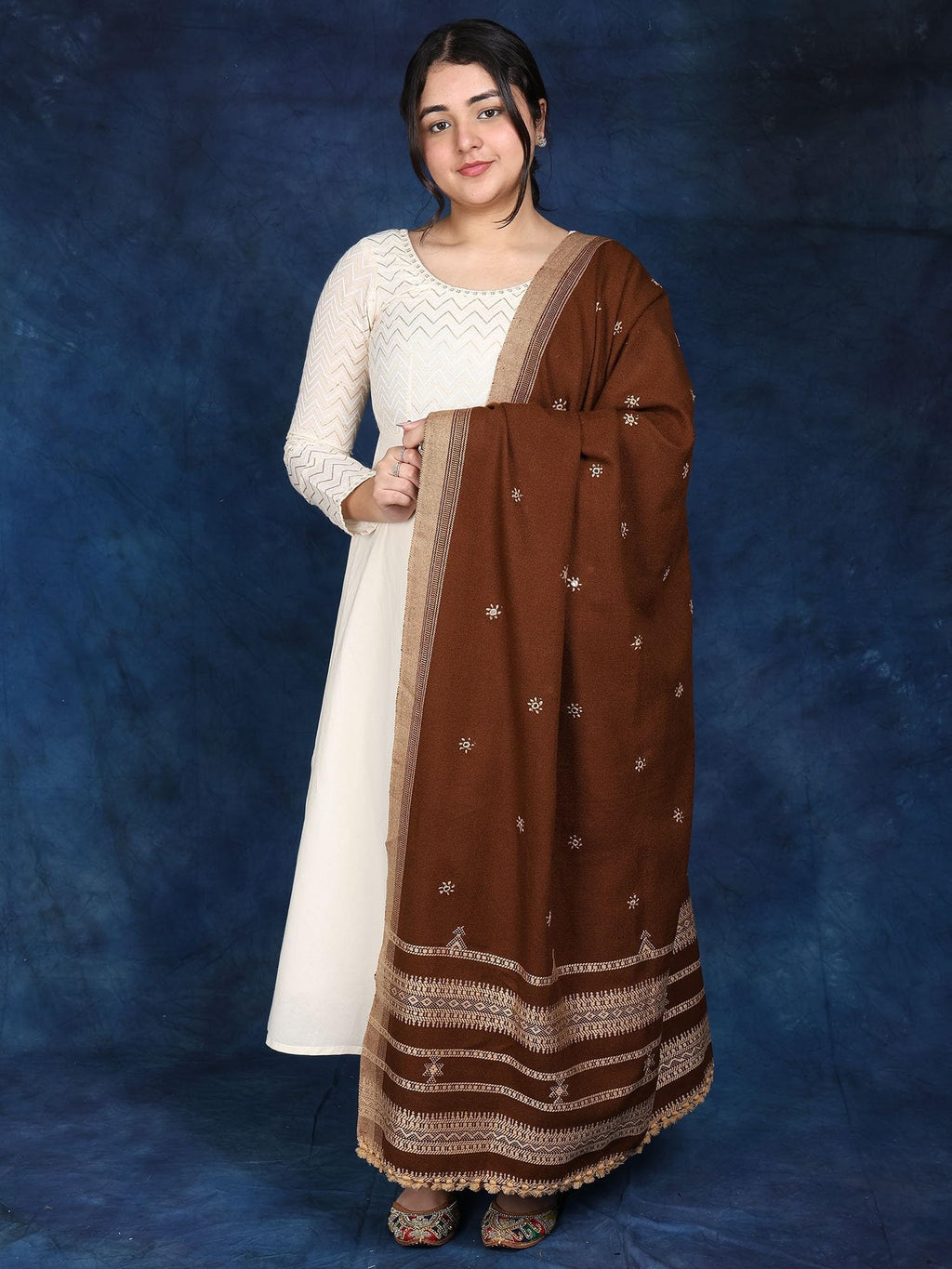 Exotic India Women's Shawl (SHY72_Bitter Chocolate_FS)