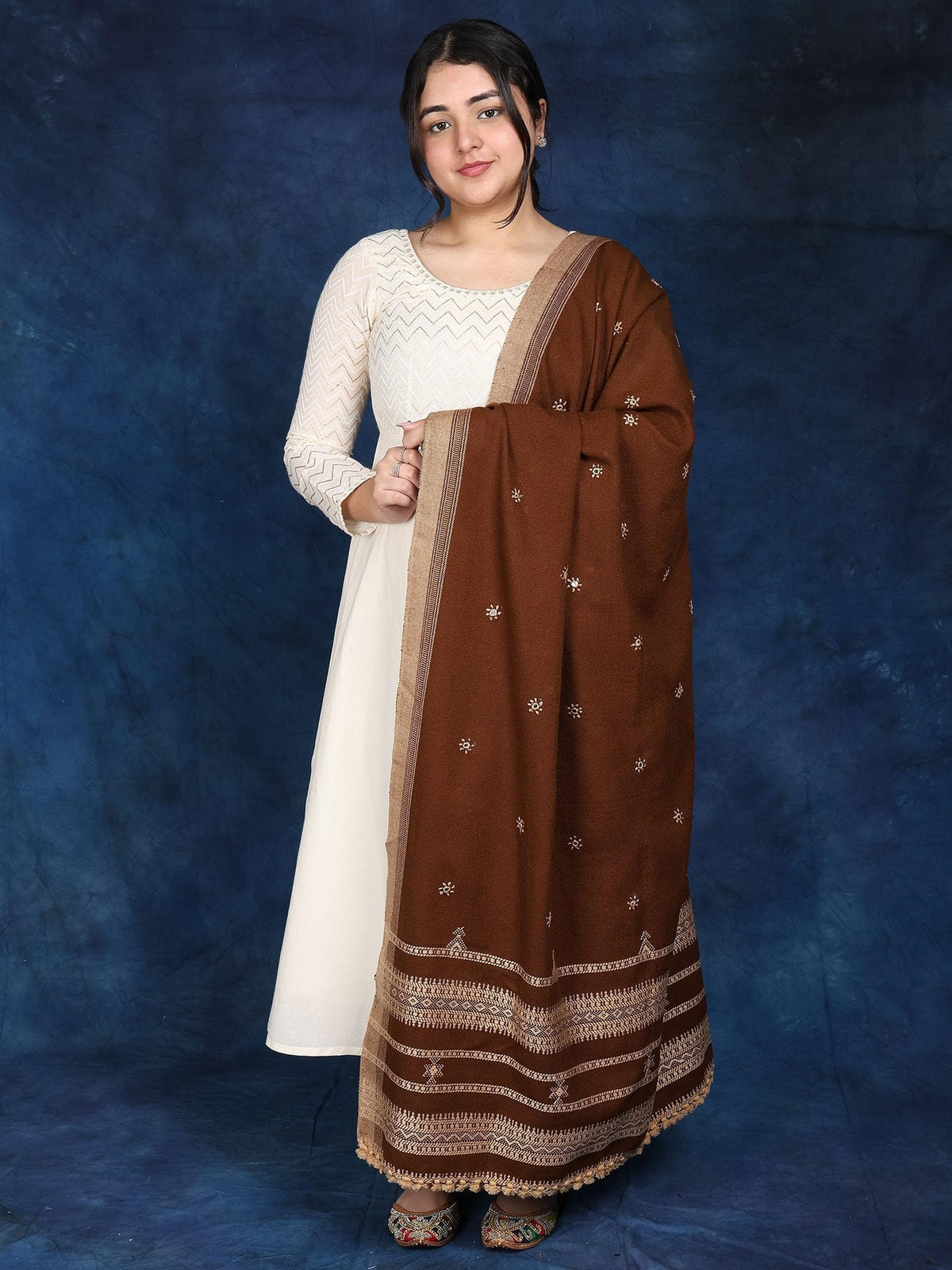 Exotic India Women's Shawl (SHY72_Bitter Chocolate_FS)