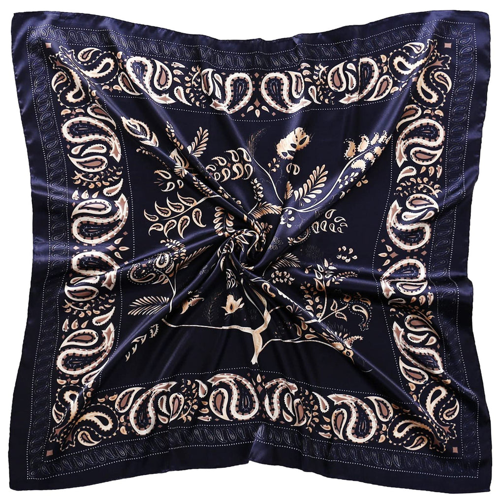 PALAY® Satin Scarf 35x35 Silk Feel Head Wrap Jacquard Print