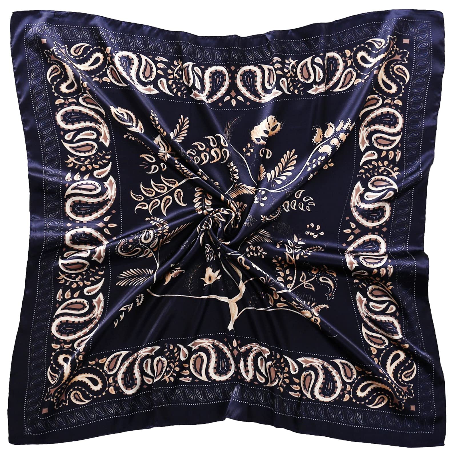 PALAY® Satin Scarf 35x35 Silk Feel Head Wrap Jacquard Print