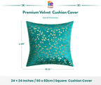 RD TREND Velvet Cushion Covers, 60 x 60 cm/24 x 24 inches,Pack of 5,250 TC, Back Zipper (Sea Green)