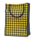 JUTEKA Yellow Houndstooth Printed Jute Lunch Bag - Grocery, Tote, Hand, Picnic Bag for Men, Women, Girls, Kids with Zip