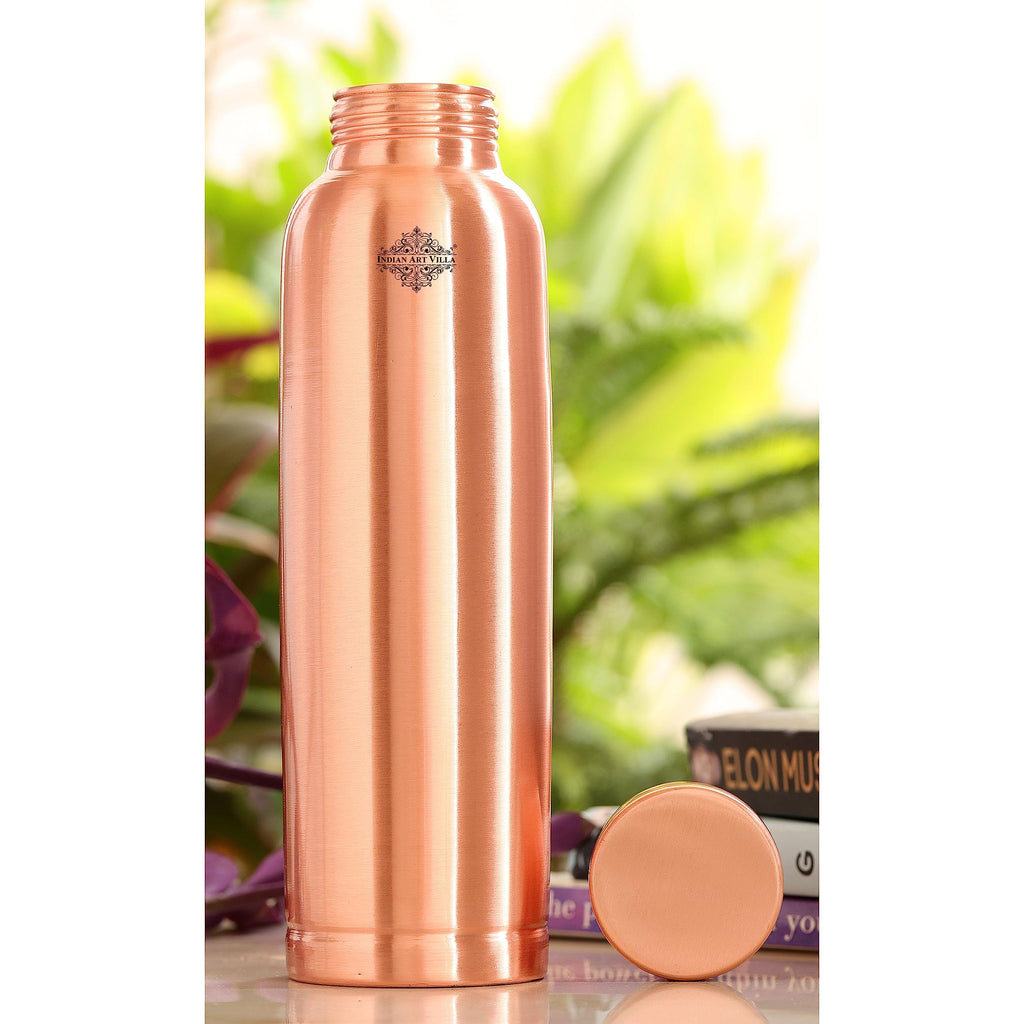 Indian Art Villa Pure Copper Water Bottle – 900 ML, Doctor's Choice Leak-Proof Ergonomic Design, Ayurvedic Copper Drinkware for Home, Office, Gym & Travel