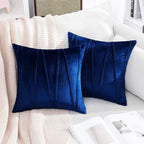 Khooti Velvet Striped Cushion Cover Pack of 1 | 22 x 22 / 56 x 56 cm | Navy Blue | Soft Pillow Covers Cushion Case for Sofa Bedroom Livingroom Chair Car, Cushion Cover with Zig Zag Pattern