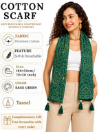 KE KANHA EXPORTS Cotton Scarf with Tassels|Bandhani Print Scarf for Women Stylish|Stole for Women|Breathable Boho Beach Summer Wrap|Multicolor Scarf|Easily Fits 180 * 50 CM