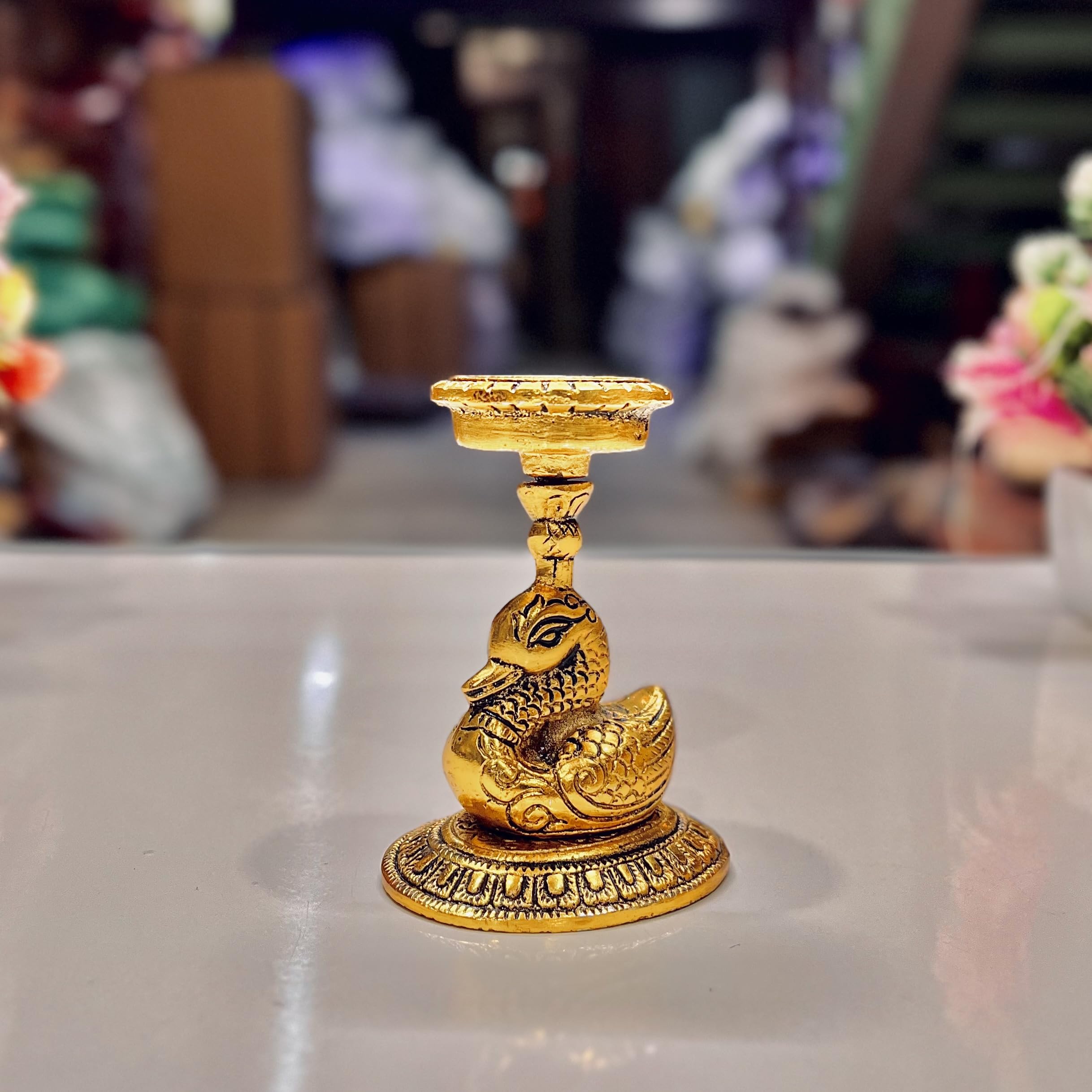Kridaykraft Duck Candle Holder and Diya Metal Candle Stand for Home Decoration,Hotal Decoration, Candle Light Dinner & Dining Table Animal Showpiece Figurines