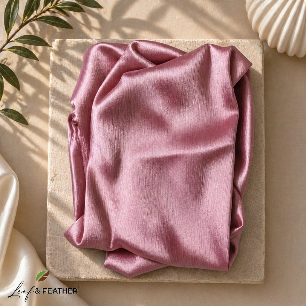 Leaf & FEATHER™ Muna Satin Hijab Scarf for Women | 200 x 70 cm | Silky Smooth & Lightweight | Daily and occational wear (Rose Taupe)
