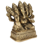 SVARUP Brass Panchmukhi Ganesh Lord Ganesha Murti for Home, Living Room, Office Decor Showpiece for Decoration, Gift 4.5 Inch