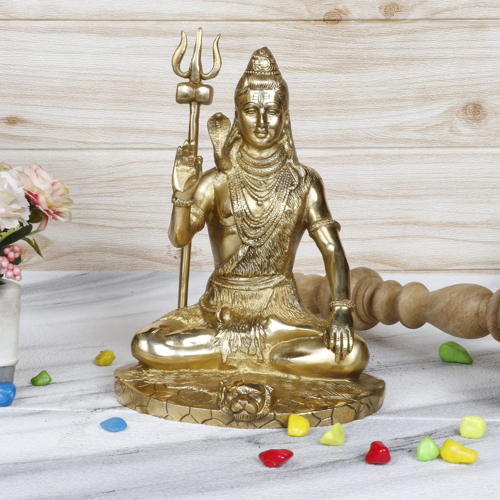 ARTVARKO Brass Blessing Lord Shiva Murti Idol Shankar Bhagwan Bhole Nath Statue Home Mandir Puja Temple 10 Inches