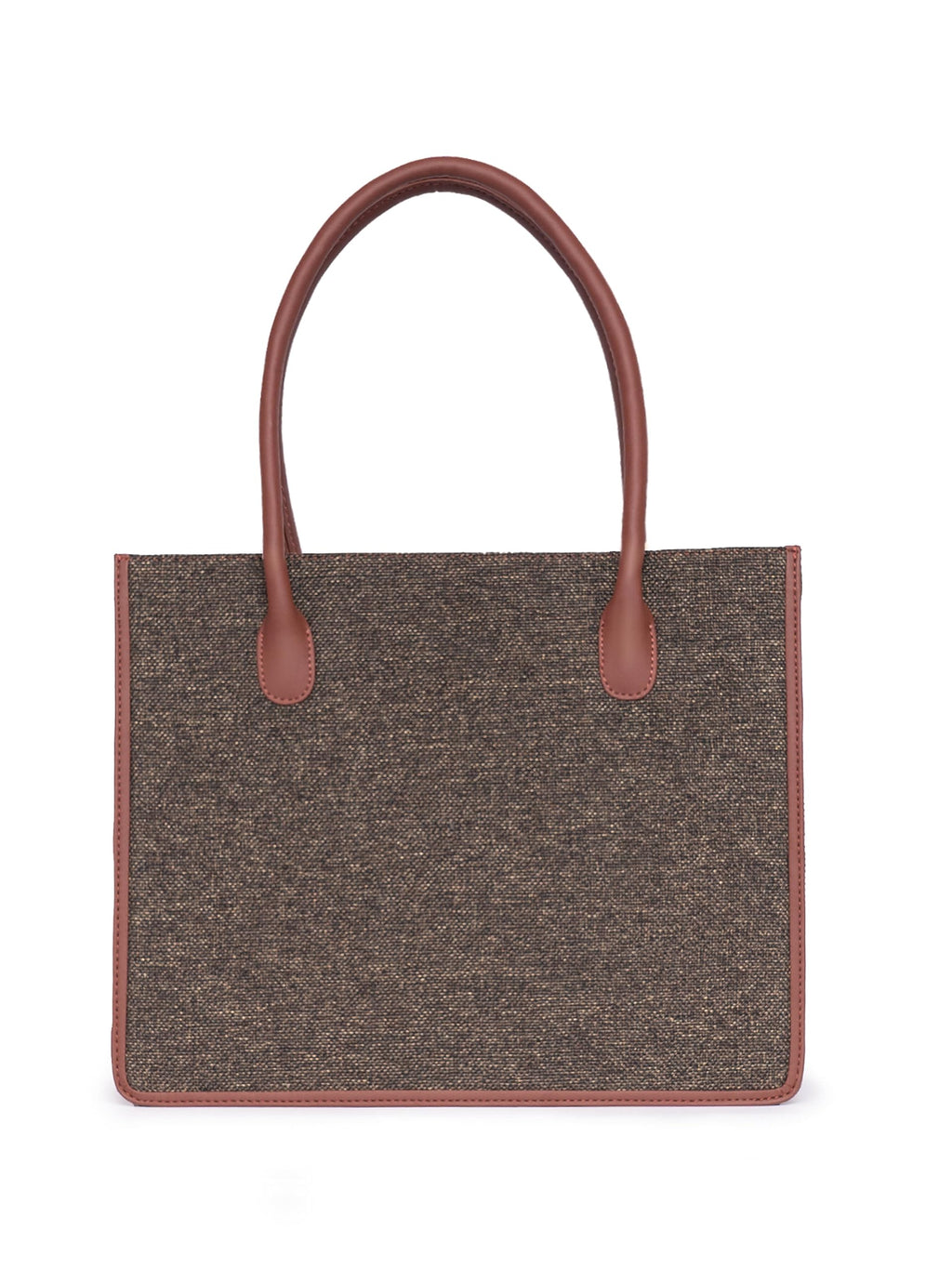 ZOUK Bristel Texture Printed Jute Handcrafted Brown Women's Stylish Tote Bags | Tote Handbag| Shoulder bag with double handle
