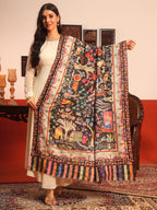 Pashmoda Women Naqshkaar Fine Wool Fabric Pashmina Kalamkari Embroidered Shawl (Size: 40x80in, 101x203cm) KAS12