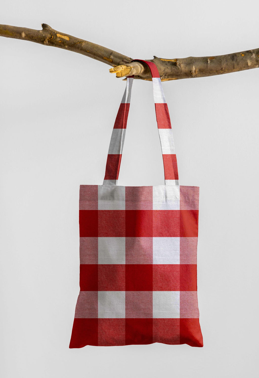 Encasa XO Cloth Tote Bag (Pack of 2) - Buffalo Red + Blue Checks Colour Canvas Cotton Bag | Reusable-Multi-Pack with Strong 13 Handle | Holds 15 Kgs | Multipurpose Grocery Carry Bag For Men & Women