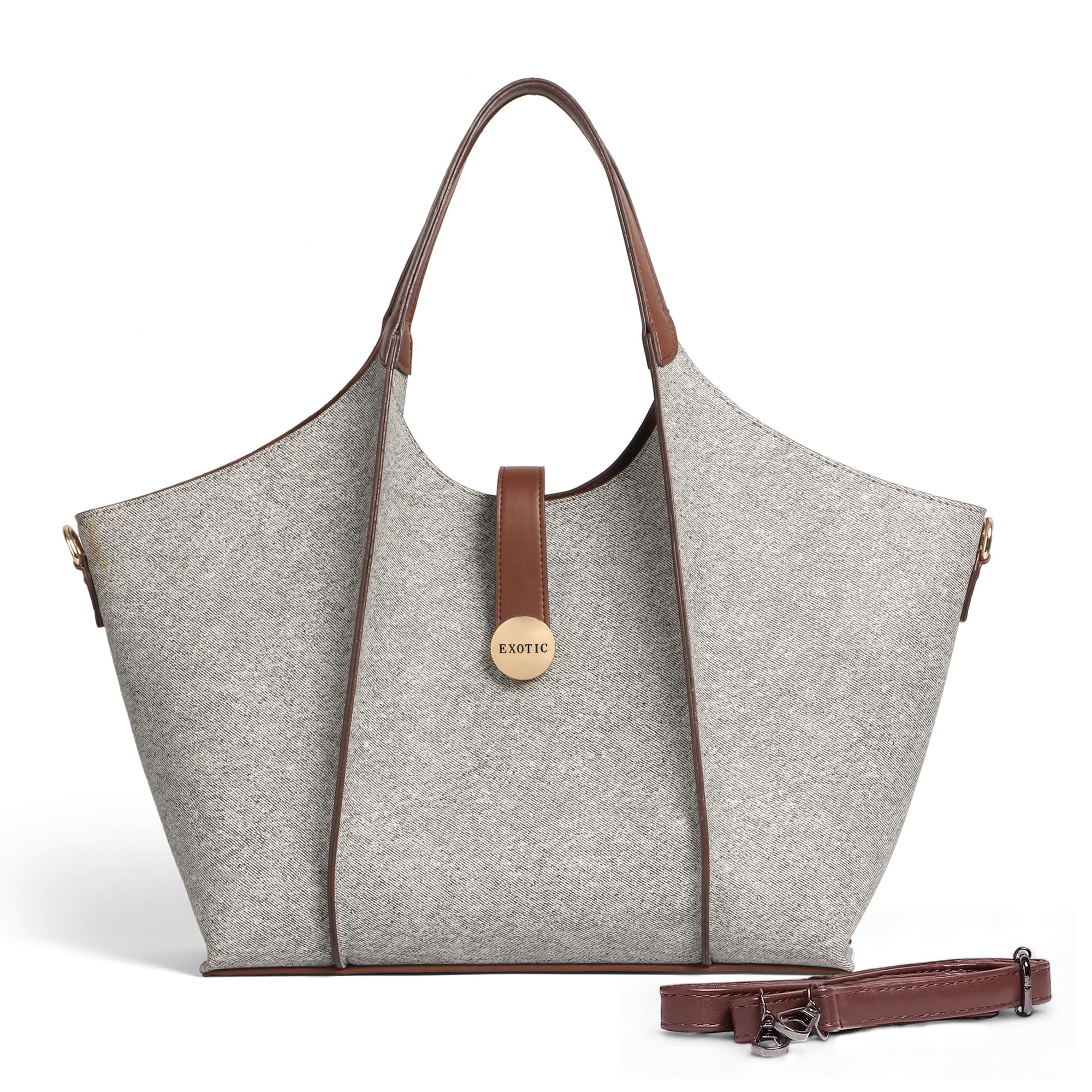 EXOTIC® Metropolitan Elegance Signature Canvas Tote top Handle Handbag | For Office | For Work | Laptop Bag | Gift Bag (Slety Grey)