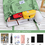 Kawn Women Corduroy Canvas Tote Bag Shoulder Purse Reusable Shopping Bag Grocery Bag Large Capacity Washable Handbag Girls Shoulder Bag With Inner Pocket For Daily Use (Smiley Pea Green)