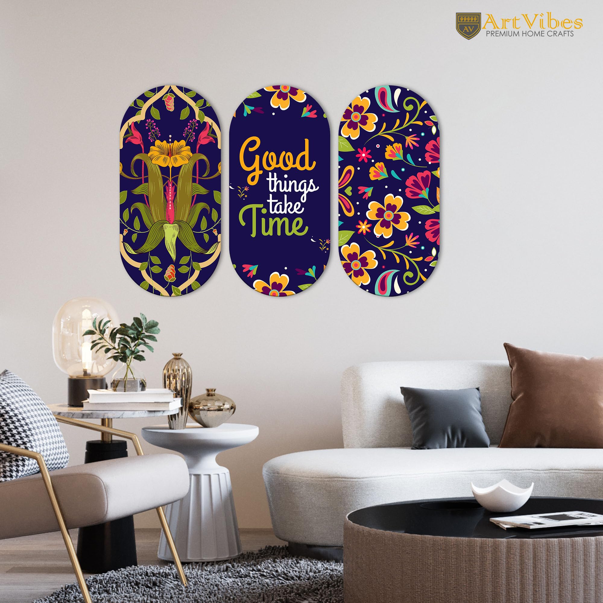 Artvibes Positive Quote Designer Wall Hanging Wooden Art | Quotes Decor Item | Wall Poster | Office Wall Decoration Items | Wall Art Print | Inspirational quotes | Gift Items (WH_9026N), Set of 3