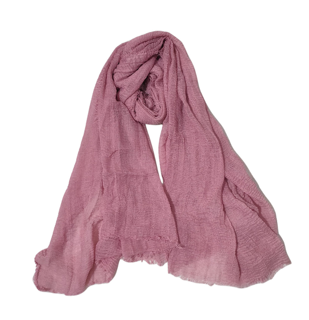 Iba & Isba Women's Plain Crinkled Scarves, Stoles, Hijab (76 x 36 inch) (Ice Wine)