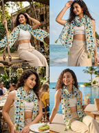 KE KANHA EXPORTS|Cotton Scarf For Women|Beach Printed Tassel Scarf|Multicolor|70x20 Inch