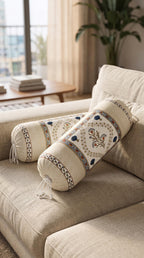 BLOCKS OF INDIA Cotton Hand Block Printed Bolster Cover | Booster Cover with Drawstring | Round Long Pillow Cover for Bed | Dewan Pillow Cover Set 16 X 32 | Set of 2 (Color 50)