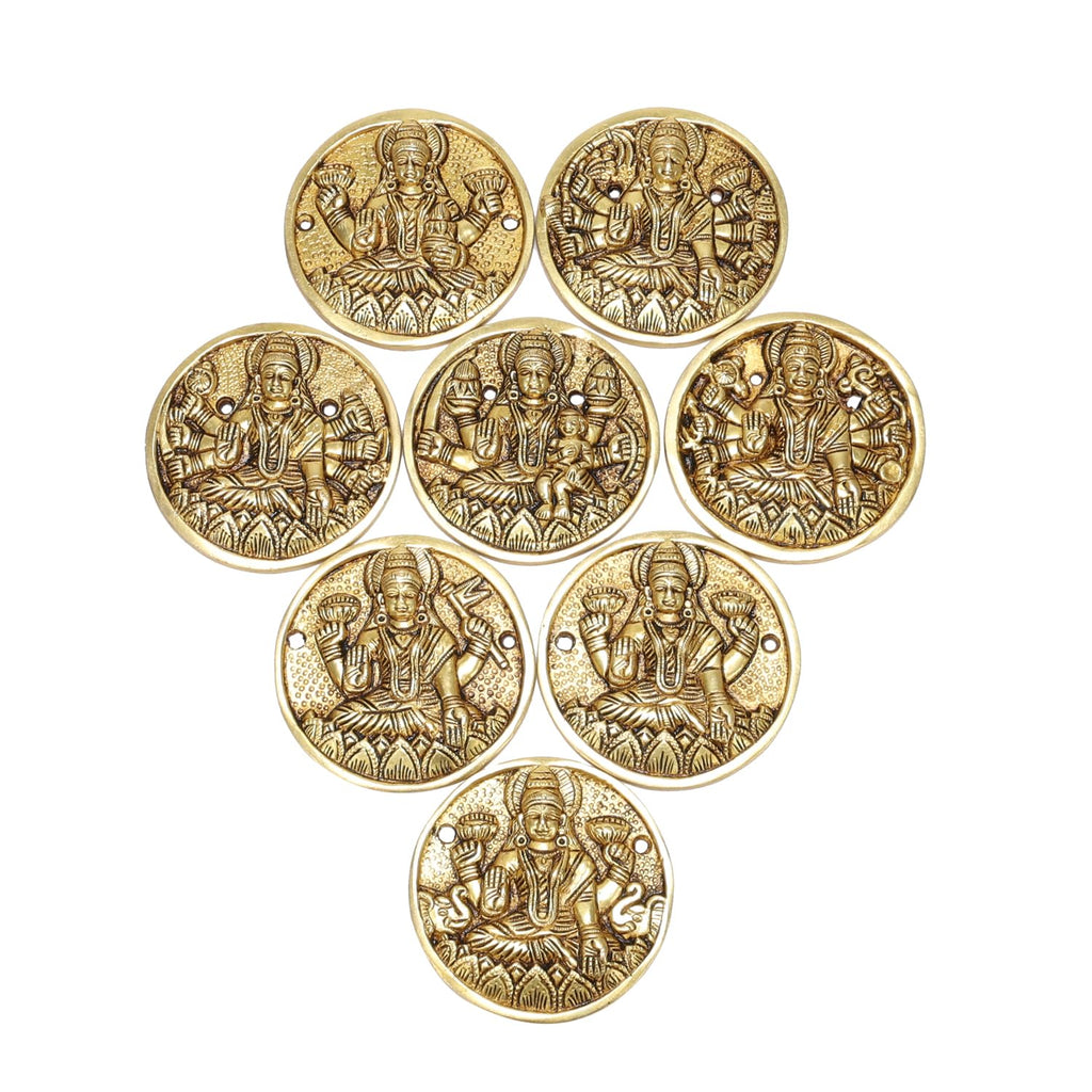 ARTVARKO Brass Ashtalakshmi Laxmi Set of 8 Pcs Ashta Lakshmi Wall Door Hanging Luxmi for Home Office Décor Gift (Each Idol 9x9 cm)