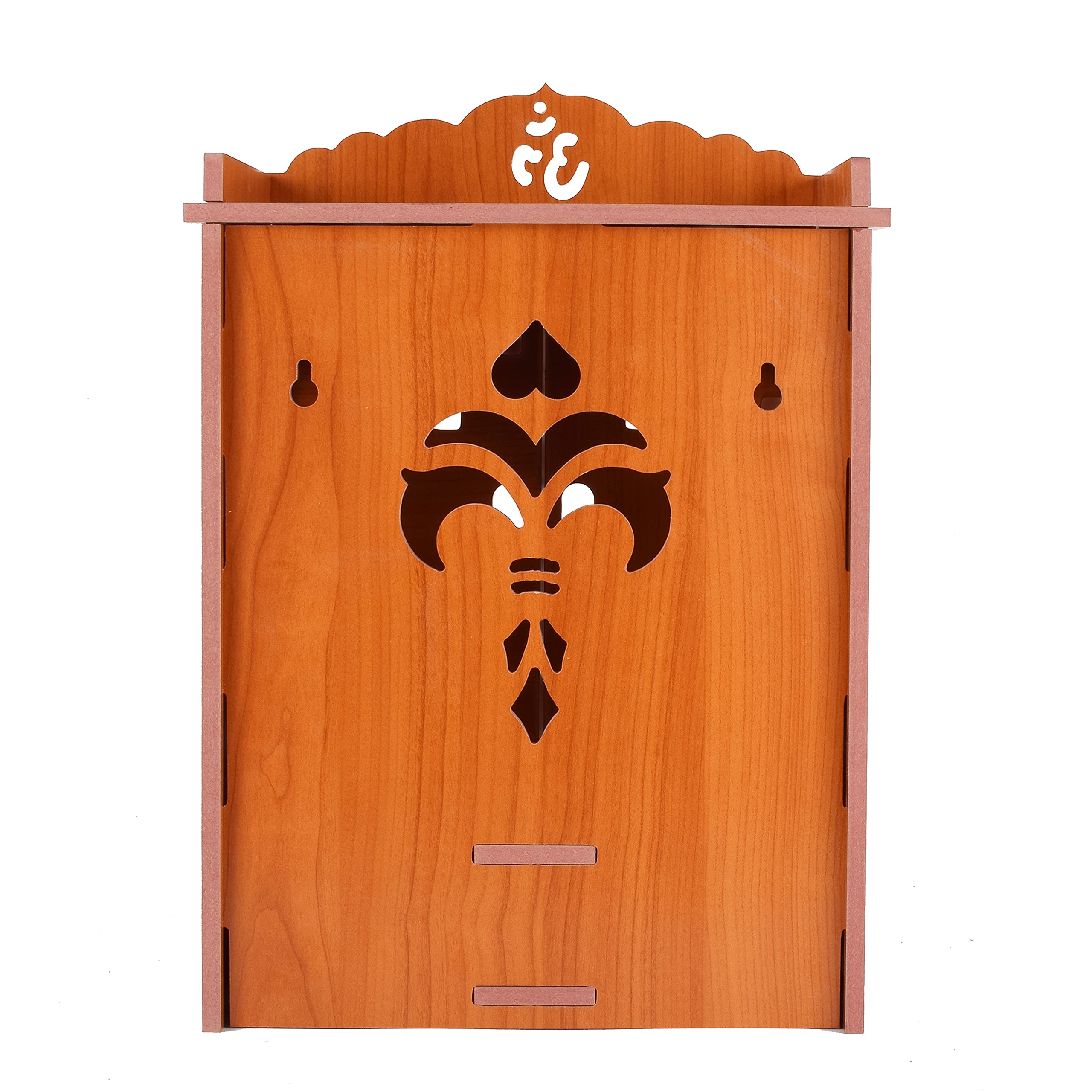 MIDU Pooja Mandir For Home Wall Hanging Mdf Wooden Temple With Door Brand (Orange,41 Cm)