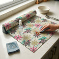 MUSHIES Premium Washable Yellow Floral Placemat Roll (5 Metre x 17 Inch) | Multipurpose Kitchen Mat, Dining Table Mat, Fridge Mat, Wardrobe & Drawer Shelf Liner Kafalo
